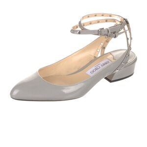 Jimmy Choo Blue Grey Parent Leather Slingback - size 37/7
